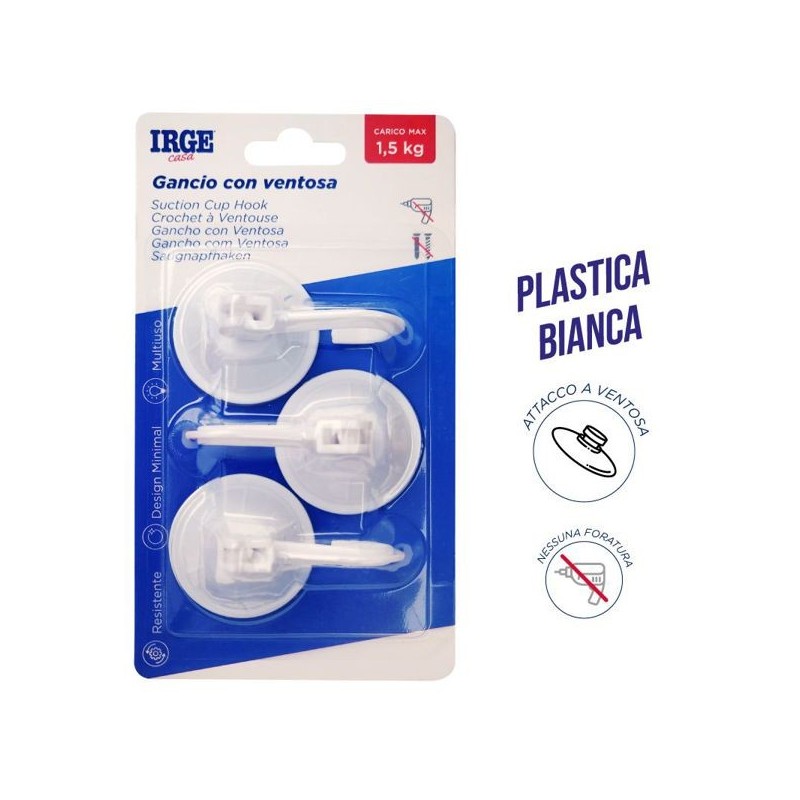 Ganci adesivi plastica 3pz ventosa | Starclean