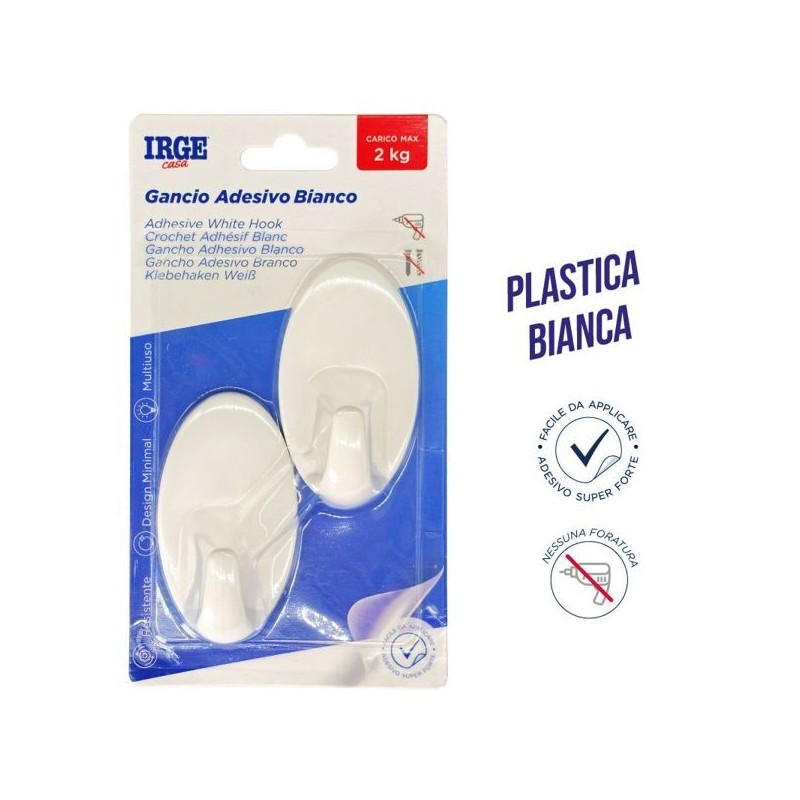 Ganci adesivi plastica 2pz ovali | Starclean