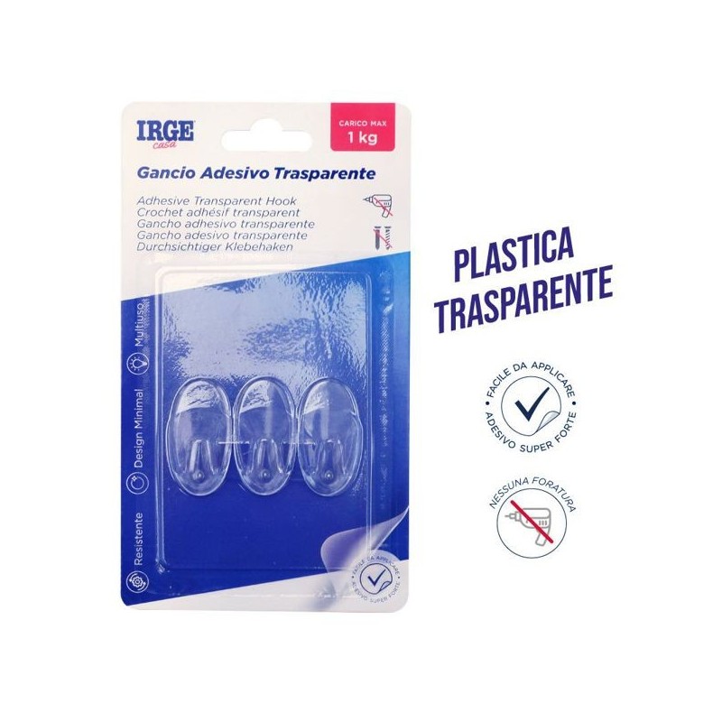 Ganci adesivi trasparenti 3pz ovali | Starclean
