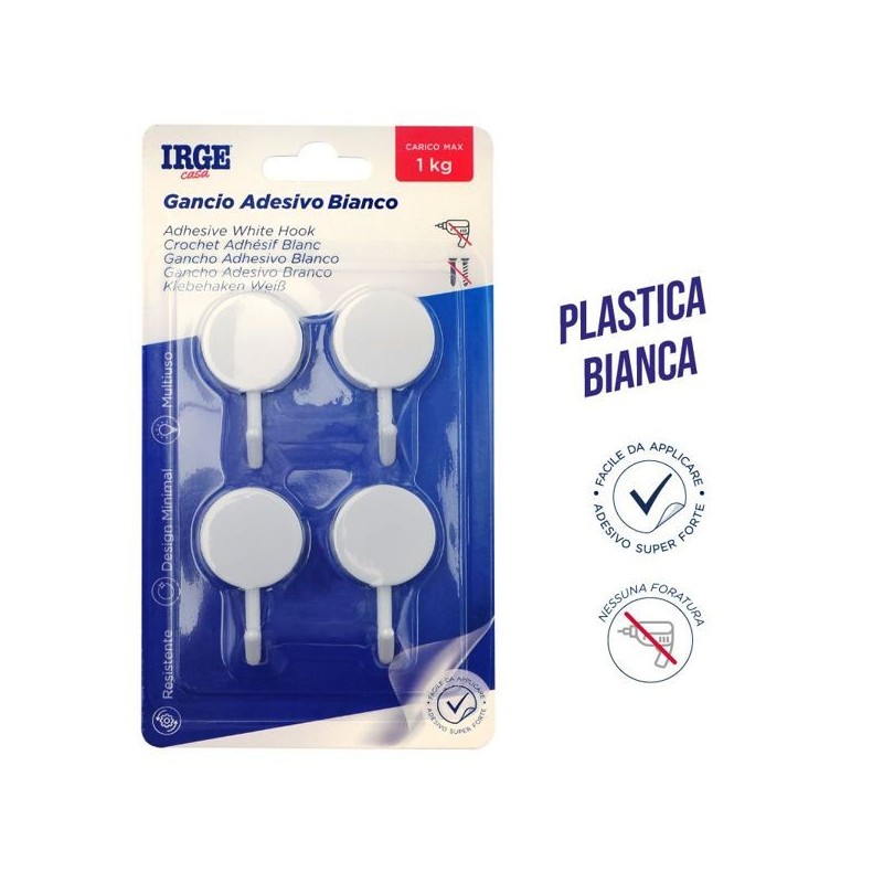 Ganci adesivi plastica 4pz rotondi | Starclean