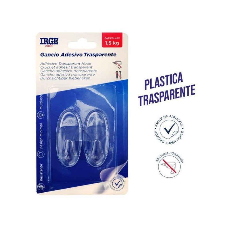 Ganci adesivi trasparenti 2pz ovali | Starclean