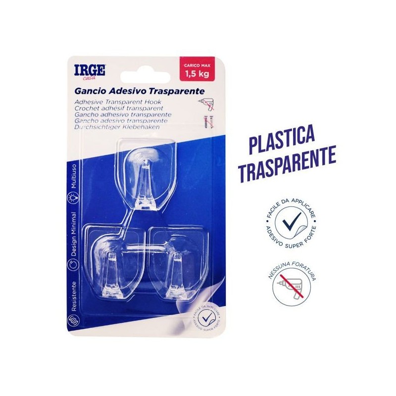 Ganci adesivi trasparenti 3pz | Starclean