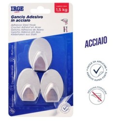 Ganci adesivi acciaio 3pz ovale | Starclean