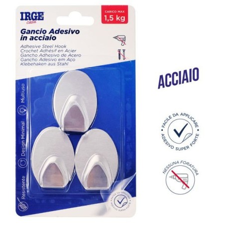 Ganci adesivi acciaio 3pz ovale | Starclean