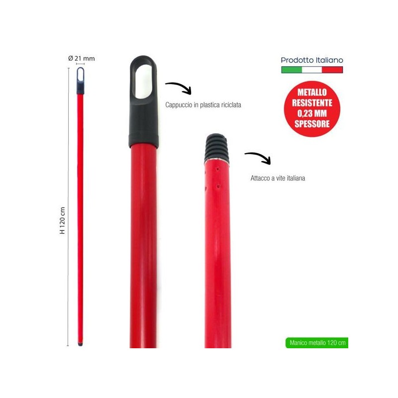 Manico met. 120 cm.plastif.rosso | Starclean