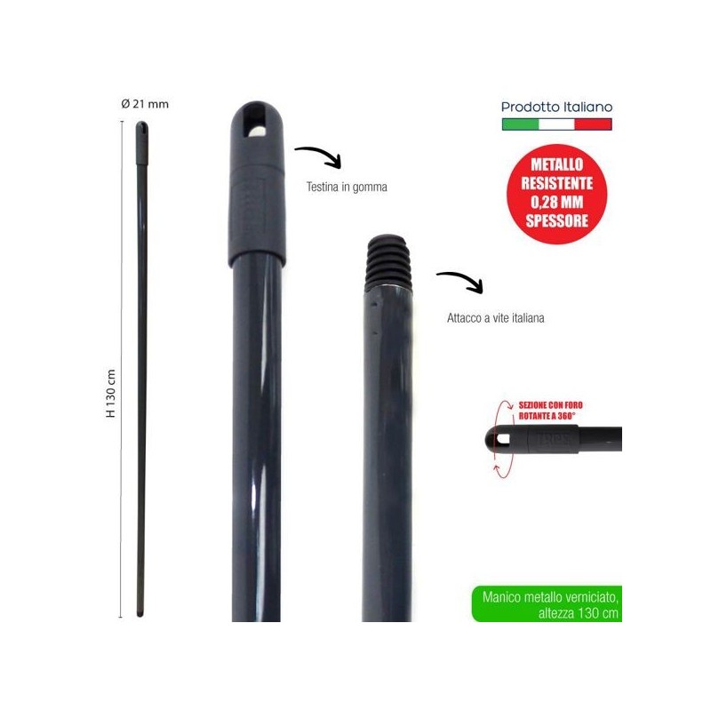 Manico met.verniciato grigio 130 cm | Starclean