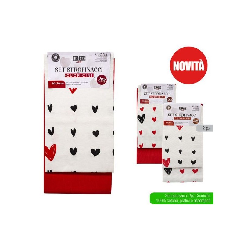 Strofinaccio 2pz 50x70 cuoricini | Starclean