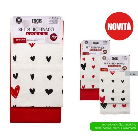 Strofinaccio 2pz 50x70 cuoricini | Starclean
