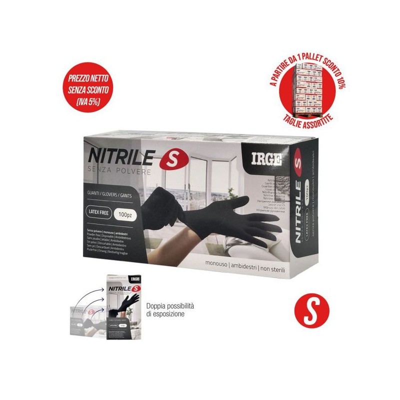 Guanti monouso 100pz nitrile nero S | Starclean