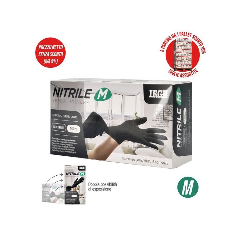 Guanti monouso 100pz nitrile nero m | Starclean