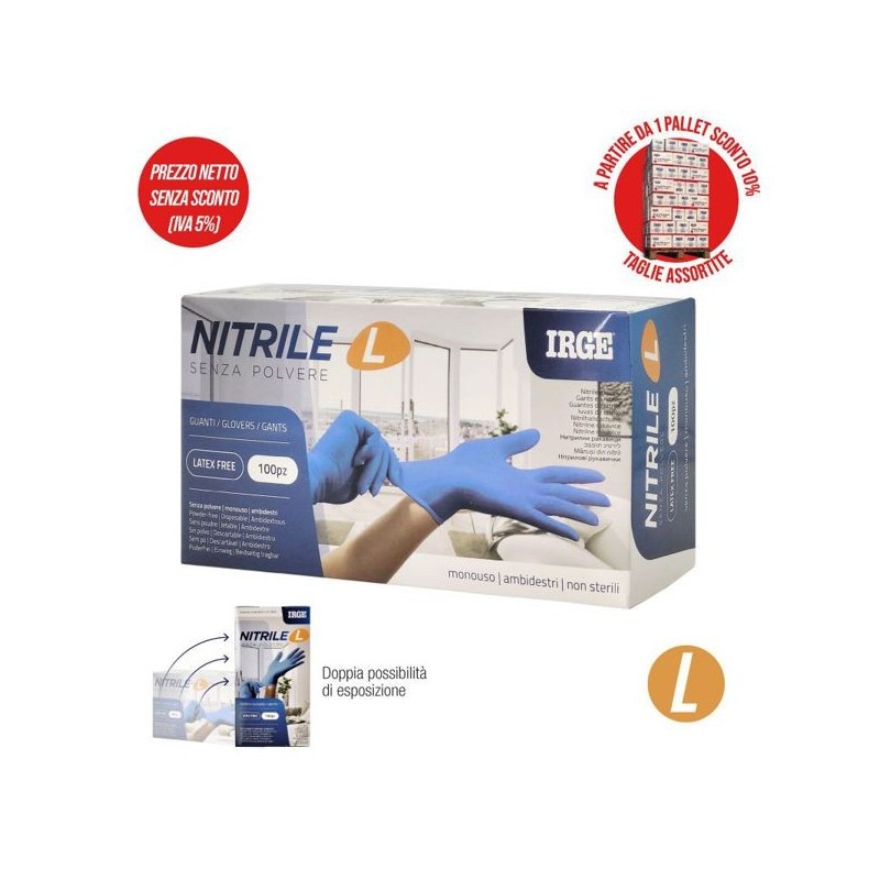 Guanti monouso 100pz nitrile BLU l | Starclean