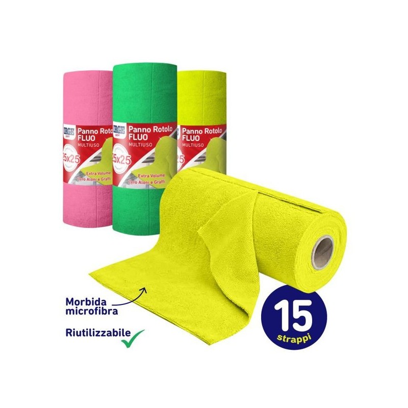 Panno rotolo fluo 25x25cm 15pz | Starclean
