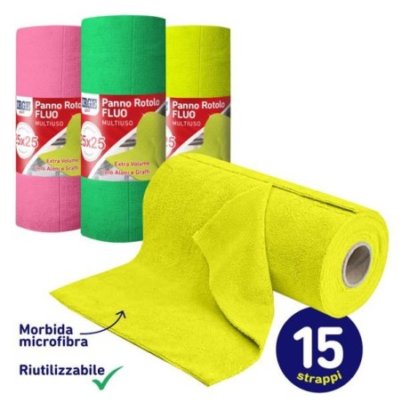 Panno rotolo fluo 25x25cm 15pz | Starclean
