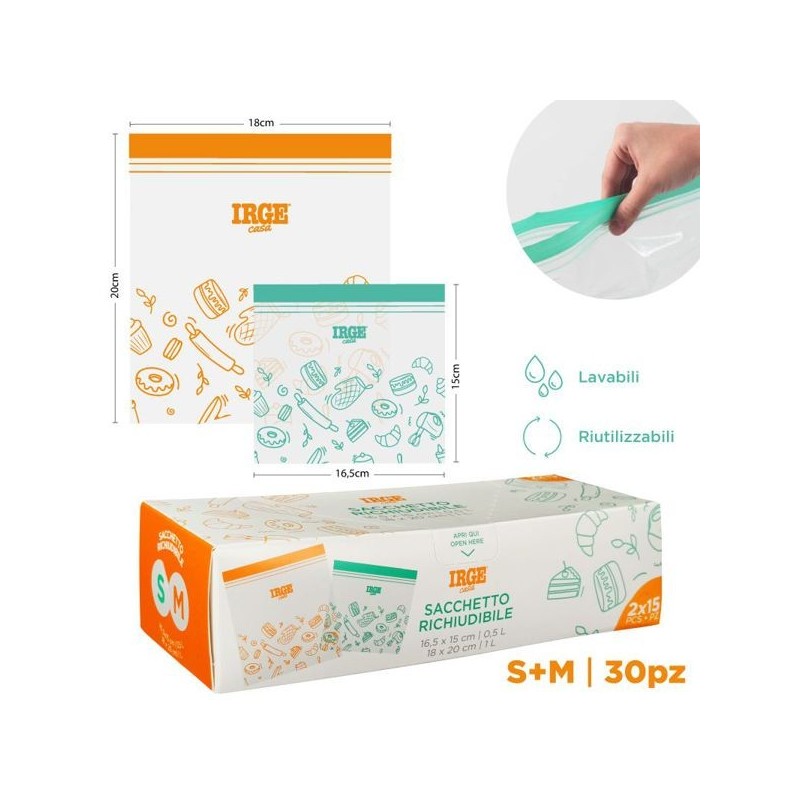 Sacchi doppia ZIP 16.5x15 15pz 18x20 | Starclean