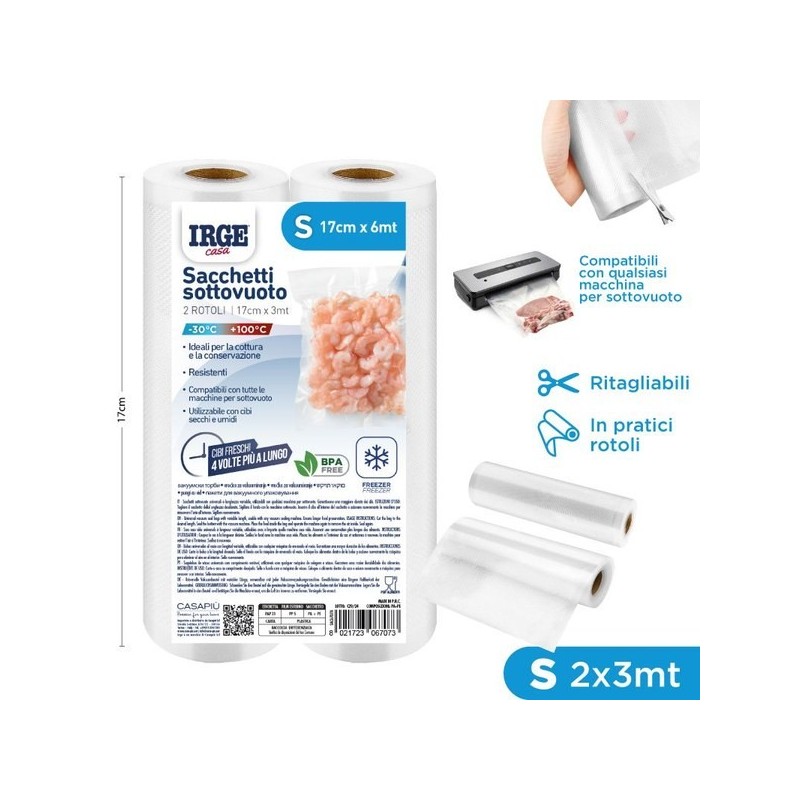 Sacchi sottovuoto rotolo 2pz 17x3mt | Starclean