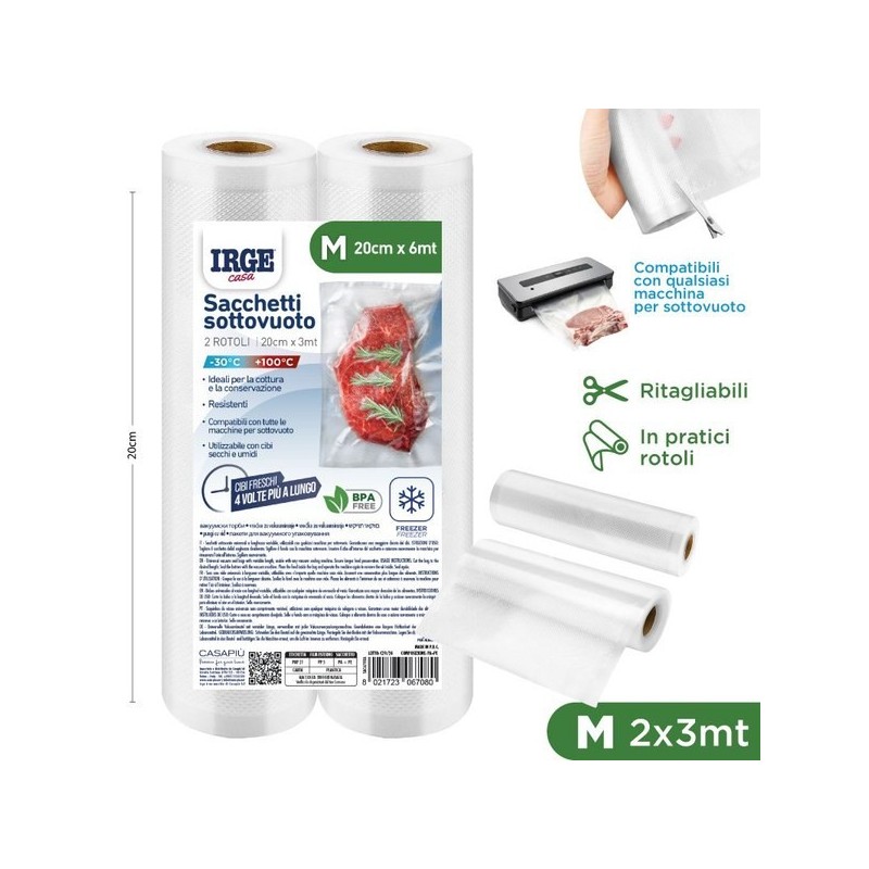 Sacchi sottovuoto rotolo 2pz 20x3mt | Starclean
