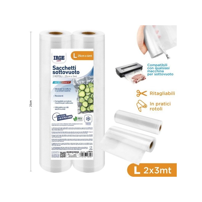 Sacchi sottovuoto rotolo 2pz 25x3mt | Starclean