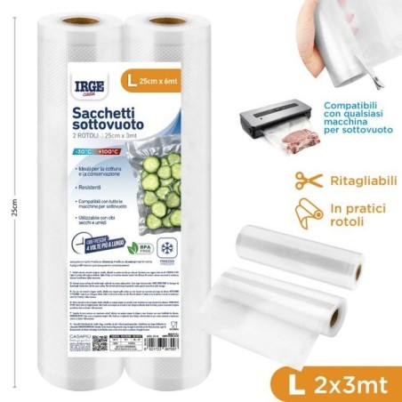 Sacchi sottovuoto rotolo 2pz 25x3mt | Starclean