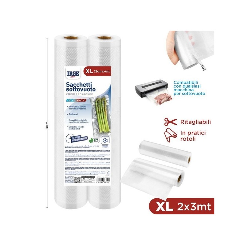 Sacchi sottovuoto rotolo 2pz 28x3mt | Starclean