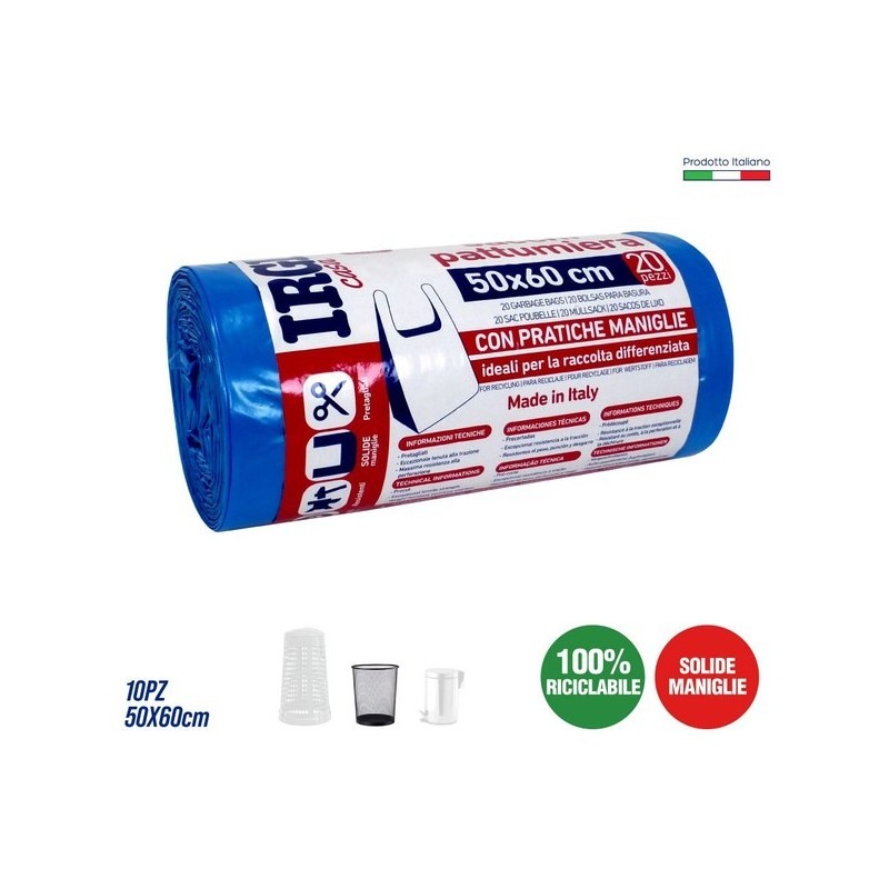 Sacchi patt.15 pz 50x60 azz.con bretel | Starclean