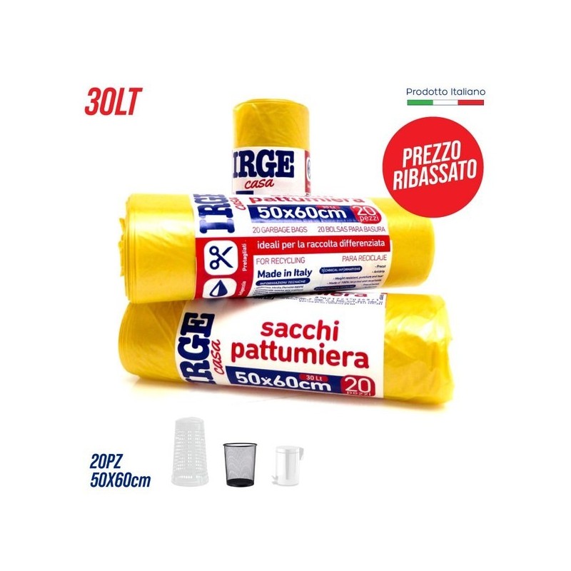 Sacchi patt.20pz 50x60 giallo 30 l | Starclean