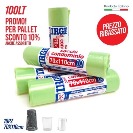 Sacco patt. 70x110cm 10pz verde IRG | Starclean