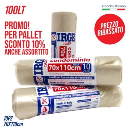 Sacco patt.70x110cm 10pz IRGE trasp | Starclean