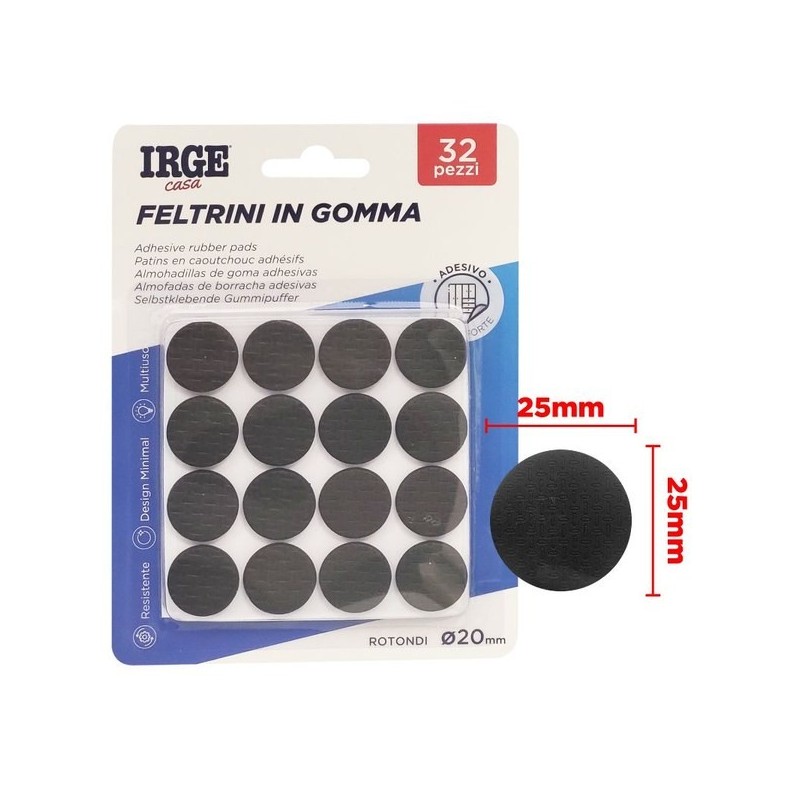 Feltrini gomma 24pz quadrati 2.5x2.5 | Starclean