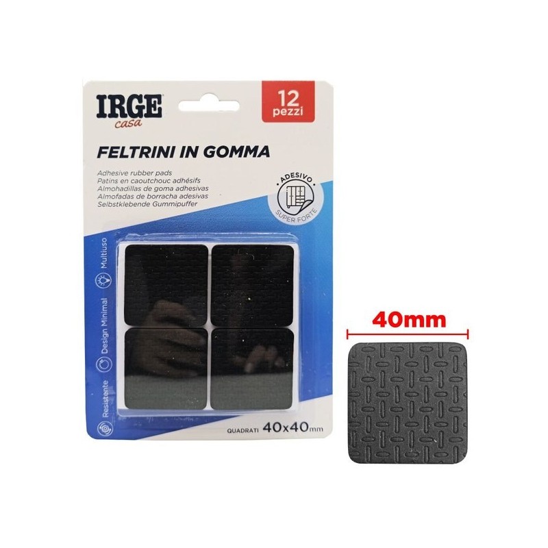 Feltrini gomma 12pz quadrati 4x4cm | Starclean